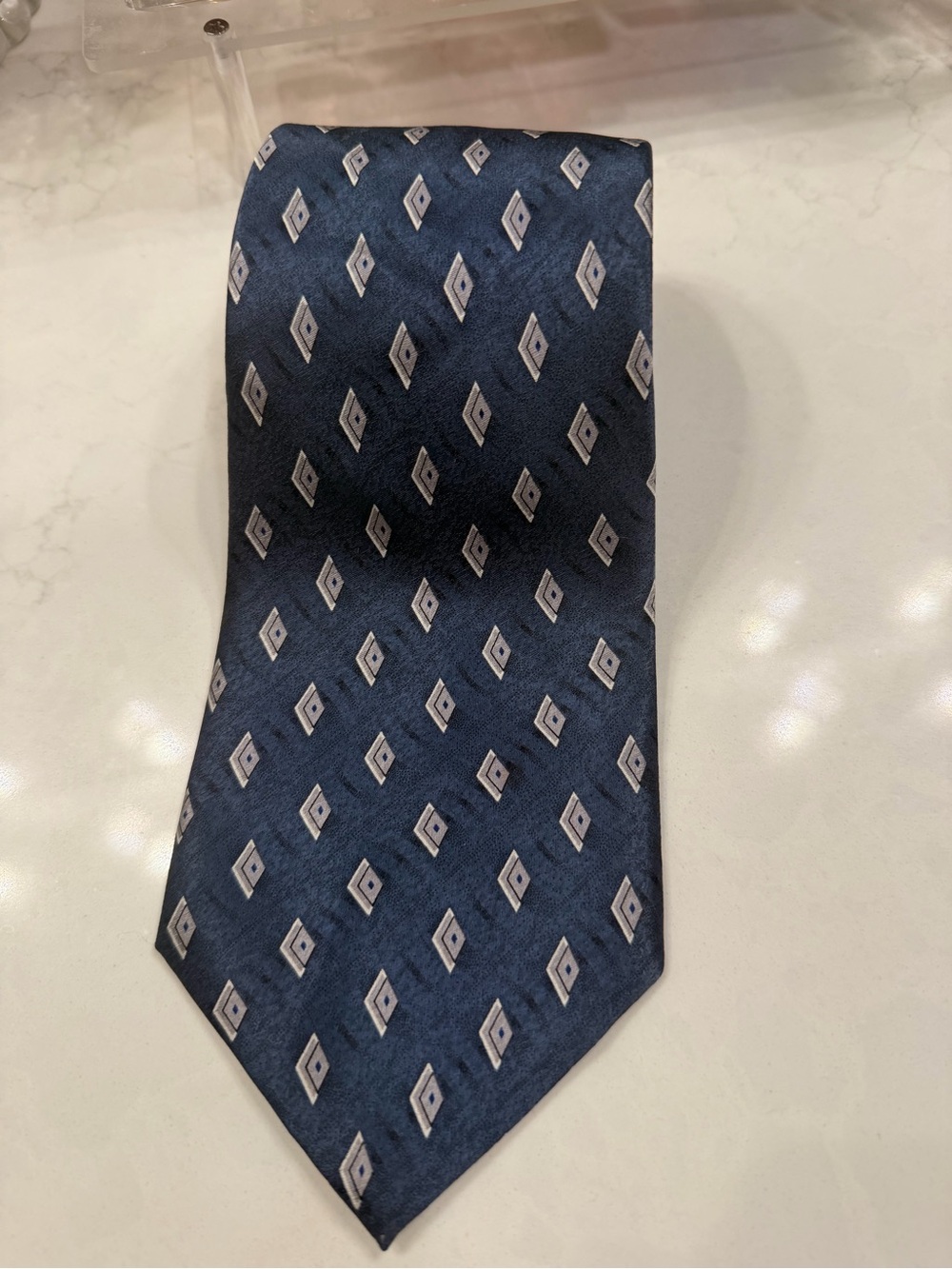 Pierre Cardin Navy Blue Diamond Motif Silk Tie
